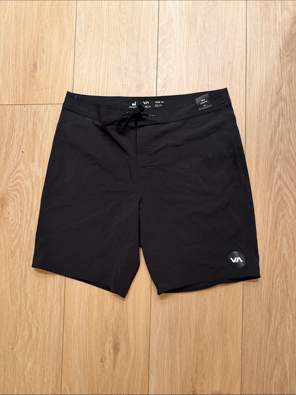 RVCA Black Men’s Board Shorts with VA Logo